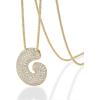 PAVOI 14K Gold Plated Cubic Zirconia Bubble Letter Initial Necklaces for Women | Gold Balloon Necklace Letter | Chunky Pendant Necklaces(-G)