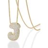 PAVOI 14K Gold Plated Cubic Zirconia Bubble Letter Initial Necklaces for Women | Gold Balloon Necklace Letter | Chunky Pendant Necklaces(-J)