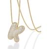 PAVOI 14K Gold Plated Cubic Zirconia Bubble Letter Initial Necklaces for Women | Gold Balloon Necklace Letter | Chunky Pendant Necklaces(-K)