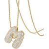 PAVOI 14K Gold Plated Cubic Zirconia Bubble Letter Initial Necklaces for Women | Gold Balloon Necklace Letter | Chunky Pendant Necklaces(-M)