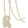 PAVOI 14K Gold Plated Cubic Zirconia Bubble Letter Initial Necklaces for Women | Gold Balloon Necklace Letter | Chunky Pendant Necklaces(-R)