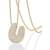 PAVOI 14K Gold Plated Cubic Zirconia Bubble Letter Initial Necklaces for Women | Gold Balloon Necklace Letter | Chunky Pendant Necklaces(-U)
