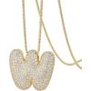 PAVOI 14K Gold Plated Cubic Zirconia Bubble Letter Initial Necklaces for Women | Gold Balloon Necklace Letter | Chunky Pendant Necklaces(-W)