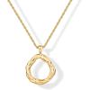 PAVOI 14K Gold Plated Dainty Statement Pendant Necklaces for Women – Hammered Circle Beachy Summer Conch Seashell Pendants – Knit Tightened Rope Chain Necklace(Yellow Gold)