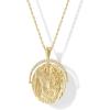 PAVOI 14K Gold Plated Engraved Hammered Oval Coin Pendant Necklace for Women | Hamsa Stars Bohemian Pendant Adjustable Chain Necklaces | Calm Inspirational Secret Phrases(Yellow Gold)
