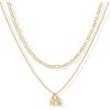 PAVOI 14K Gold Plated Initial Letter Double Dog Tag Pendant Necklace | Dainty Cubic Zirconia Letter Tag Round Box Chain Necklaces for Women(- A)