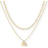 PAVOI 14K Gold Plated Initial Letter Double Dog Tag Pendant Necklace | Dainty Cubic Zirconia Letter Tag Round Box Chain Necklaces for Women(- D)