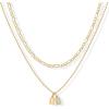 PAVOI 14K Gold Plated Initial Letter Double Dog Tag Pendant Necklace | Dainty Cubic Zirconia Letter Tag Round Box Chain Necklaces for Women(- E)