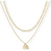 PAVOI 14K Gold Plated Initial Letter Double Dog Tag Pendant Necklace | Dainty Cubic Zirconia Letter Tag Round Box Chain Necklaces for Women(- G)