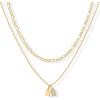 PAVOI 14K Gold Plated Initial Letter Double Dog Tag Pendant Necklace | Dainty Cubic Zirconia Letter Tag Round Box Chain Necklaces for Women(- I)