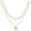 PAVOI 14K Gold Plated Initial Letter Double Dog Tag Pendant Necklace | Dainty Cubic Zirconia Letter Tag Round Box Chain Necklaces for Women(- J)
