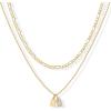 PAVOI 14K Gold Plated Initial Letter Double Dog Tag Pendant Necklace | Dainty Cubic Zirconia Letter Tag Round Box Chain Necklaces for Women(- K)