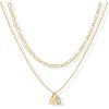 PAVOI 14K Gold Plated Initial Letter Double Dog Tag Pendant Necklace | Dainty Cubic Zirconia Letter Tag Round Box Chain Necklaces for Women(- M)