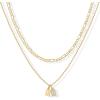 PAVOI 14K Gold Plated Initial Letter Double Dog Tag Pendant Necklace | Dainty Cubic Zirconia Letter Tag Round Box Chain Necklaces for Women(- N)