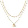 PAVOI 14K Gold Plated Initial Letter Double Dog Tag Pendant Necklace | Dainty Cubic Zirconia Letter Tag Round Box Chain Necklaces for Women(- Q)