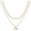 PAVOI 14K Gold Plated Initial Letter Double Dog Tag Pendant Necklace | Dainty Cubic Zirconia Letter Tag Round Box Chain Necklaces for Women(- S)