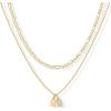 PAVOI 14K Gold Plated Initial Letter Double Dog Tag Pendant Necklace | Dainty Cubic Zirconia Letter Tag Round Box Chain Necklaces for Women(- T)