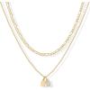 PAVOI 14K Gold Plated Initial Letter Double Dog Tag Pendant Necklace | Dainty Cubic Zirconia Letter Tag Round Box Chain Necklaces for Women(- V)