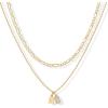 PAVOI 14K Gold Plated Initial Letter Double Dog Tag Pendant Necklace | Dainty Cubic Zirconia Letter Tag Round Box Chain Necklaces for Women(- X)