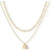 PAVOI 14K Gold Plated Initial Letter Double Dog Tag Pendant Necklace | Dainty Cubic Zirconia Letter Tag Round Box Chain Necklaces for Women(- Y)