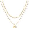 PAVOI 14K Gold Plated Initial Letter Double Dog Tag Pendant Necklace | Dainty Cubic Zirconia Letter Tag Round Box Chain Necklaces for Women(- Z)
