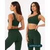 PAVOI ACTIVE Asymmetrical Sports One Shoulder Bra for Women – Low Support One Strap Bra Workout Top Removable Pads – FlexFlow(Pine Green)