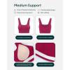 PAVOI ACTIVE Compression Sports Bras for Women | Medium Support Square Neck Longline Workout Bra Removable Pads | HiPerform(Berry)