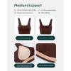PAVOI ACTIVE Compression Sports Bras for Women | Medium Support Square Neck Longline Workout Bra Removable Pads | HiPerform(Cocoa)