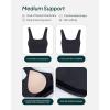 PAVOI ACTIVE Compression Sports Bras for Women | Medium Support Square Neck Longline Workout Bra Removable Pads | HiPerform(Graphite)