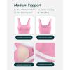 PAVOI ACTIVE Compression Sports Bras for Women | Medium Support Square Neck Longline Workout Bra Removable Pads | HiPerform(Petal)