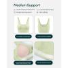 PAVOI ACTIVE Compression Sports Bras for Women | Medium Support Square Neck Longline Workout Bra Removable Pads | HiPerform(Pistachio)