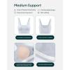PAVOI ACTIVE Compression Sports Bras for Women | Medium Support Square Neck Longline Workout Bra Removable Pads | HiPerform(Silver)