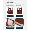 PAVOI ACTIVE Racerback Supportive Sports Bras for Women – High Support Scoop Neck Gym Workout Bra Removable Pads – HiPerform(Chocolate)