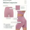 PAVOI ACTIVE Seamless Shorts | Sculpting Compression High Waisted 4.5″ & 6″ Scrunch Butt Ribbed SculptForm Biker Shorts(Blush)