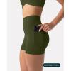PAVOI ACTIVE Shorts with Pockets | Compressive High Waisted Butt Sculpting 4″ & 6″ Women’s Biker Shorts | HiPerform XXS to 3X(Army)