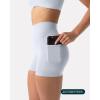 PAVOI ACTIVE Shorts with Pockets | Compressive High Waisted Butt Sculpting 4″ & 6″ Women’s Biker Shorts | HiPerform XXS to 3X(Silver)