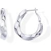 PAVOI 14K Gold Plated 925 Sterling Silver Posts Chunky Wavy Hoop Earrings for Women | Lightweight Statement Twisted Endless Wave Hoops Earrings(White Gold)