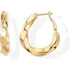 PAVOI 14K Gold Plated 925 Sterling Silver Posts Chunky Wavy Hoop Earrings for Women | Lightweight Statement Twisted Endless Wave Hoops Earrings(Yellow Gold)