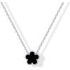 PAVOI 14K Gold Plated Clover Necklaces for Women – Lucky Four Leaf Clover Necklace Pendant – Trendy Flower Black Onyx Gemstone Mother of Pearl Jewelry Gifts(White Gold)
