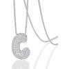 PAVOI 14K Gold Plated Cubic Zirconia Bubble Letter Initial Necklaces for Women | Gold Balloon Necklace Letter | Chunky Pendant Necklaces(-C)