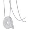 PAVOI 14K Gold Plated Cubic Zirconia Bubble Letter Initial Necklaces for Women | Gold Balloon Necklace Letter | Chunky Pendant Necklaces(-Q)