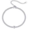 PAVOI 14K Gold Plated Cubic Zirconia Solitaire Diamond Bracelet | Bridesmaid Bracelets | Curb Cable Bracelets for Women(Chunky – White Gold)