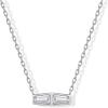 PAVOI 14K Gold Plated Dainty Tapered Baguette Cubic Zirconia Pendant Necklace | Trendy Chain Necklaces for Women(White Gold)