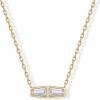 PAVOI 14K Gold Plated Dainty Tapered Baguette Cubic Zirconia Pendant Necklace | Trendy Chain Necklaces for Women(Yellow Gold)