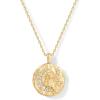 PAVOI 14K Gold Plated Engraved Hammered Oval Coin Pendant Necklace for Women | Hamsa Stars Bohemian Pendant Adjustable Chain Necklaces | Calm Inspirational Secret Phrases(Yellow Gold)