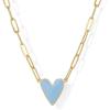 PAVOI 14K Gold Plated Heart Enamel Pendant Necklace for Women | Love Paperclip Chain Necklaces | Blue Pink Purple White Enamel Heart Pendants(Yellow Gold)