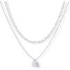 PAVOI 14K Gold Plated Initial Letter Double Dog Tag Pendant Necklace | Dainty Cubic Zirconia Letter Tag Round Box Chain Necklaces for Women(- C)