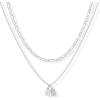 PAVOI 14K Gold Plated Initial Letter Double Dog Tag Pendant Necklace | Dainty Cubic Zirconia Letter Tag Round Box Chain Necklaces for Women(- D)