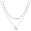 PAVOI 14K Gold Plated Initial Letter Double Dog Tag Pendant Necklace | Dainty Cubic Zirconia Letter Tag Round Box Chain Necklaces for Women(- E)