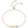 PAVOI 14K Gold Plated Mom Bracelet for Women | Dainty Bracelet Gift for Moms with Cubic Zirconia Accent(Yellow Gold)